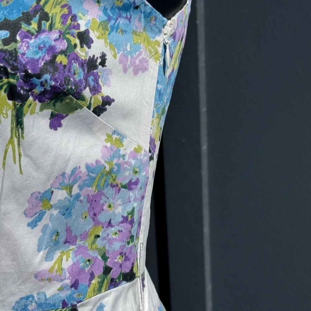 Floral Laura Ashely Dress - White‎ and Blue